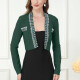 Women's Casual Rhinestone Long Sleeve Crop Cardigan T2079# Clothing Wholesale Market -LIUHUA