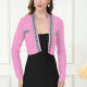 Women's Casual Rhinestone Long Sleeve Crop Cardigan T267# Clothing Wholesale Market -LIUHUA