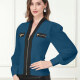 Women's Causal V Neck Long Sleeve Zip Decor Colorblock Jacket T133# Clothing Wholesale Market -LIUHUA