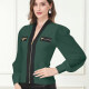 Women's Causal V Neck Long Sleeve Zip Decor Colorblock Jacket T2079# Clothing Wholesale Market -LIUHUA