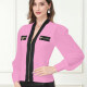 Women's Causal V Neck Long Sleeve Zip Decor Colorblock Jacket T267# Clothing Wholesale Market -LIUHUA