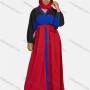 Wholesale Women's Vintage Muslim Islamic Long Sleeve Colorblock Maxi Abaya Dress With Belt preview