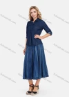 Wholesale Women's Casual Elastic Waist Wash Denim Midi Skirt - Liuhuamall