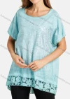 Wholesale Women's Casual Round Neck Short Sleeve Floral Hollow Out Bronzed Print Plain Tunic - Liuhuamall