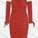 Wholesale Women's Fashion Off Shoulder Long Sleeve Drawstring Bodycon Plain Dress 1# Clothing Wholesale Market Liuhua