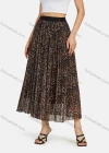 Wholesale Women's Elastic Waist Leopard Ruffle Hem Maxi Skirt - Liuhuamall