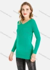 Wholesale Women's Rib-knit Trim Plain V Neck Slim Fit Long Sleeve Knit Top - Liuhuamall