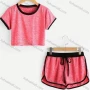 Wholesale Women's Casual Crew Neck Contrast Crop Top & Drawstring Elastic Waist Hot Shorts Set preview