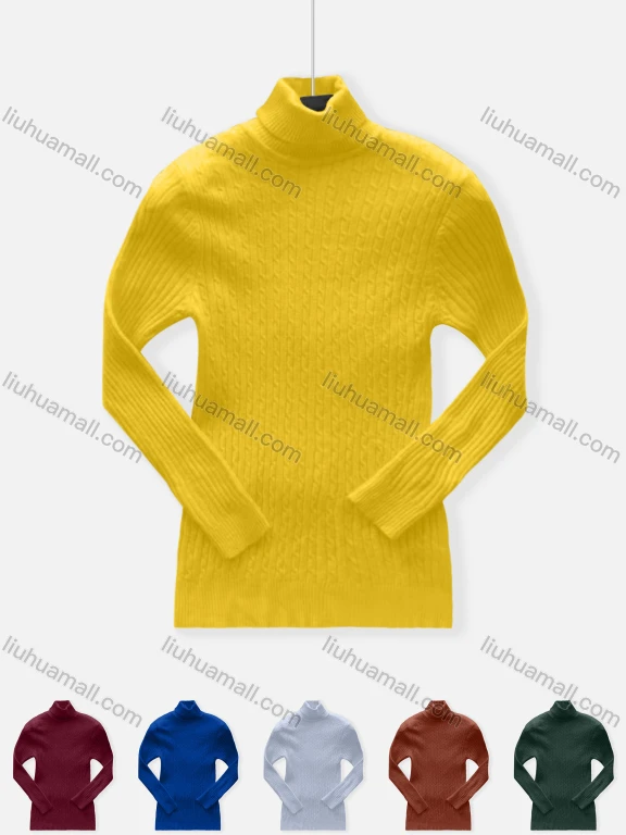 Wholesale Men's Casual Plain Turtleneck Long Sleeve Sweater