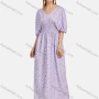 Wholesale Women's Casual V Neck Floral Print Waistband Back Lace Up Maxi Dress 2217-8112# preview
