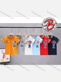 Wholesale Boys Embroidery Letter Graphic Striped Trim Casual Polo Shirt 8833#, LIUHUA CLOTHING WHOLESALE