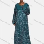 Wholesale Women's Vintage Long Sleeve Drop Shoulder Allover Print Lace Trim Pleated Button Front Maxi Nightgown 1478-237910# preview