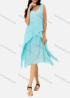 Wholesale Women's Casual Sweetheart Neck Tiered Pain A-Line Knee Length Dress - Liuhuamall