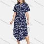 Wholesale Women's Casual A-Line Letter Print Curved Hem Button Front Shirt Dress preview