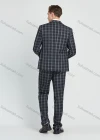 Wholesale Men's Business Lapel One Button Plaid Print Suit Jacket With Waistcoat 3 Piece Set - Liuhuamall