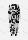 Wholesale Women's African Crew Neck Geometric Print Curved Hem Loose Fit Dress 8823# - Liuhuamall