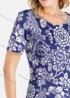 Wholesale Women's Round Neck Short Sleeve Allover Floral Print A-Line Midi Dress - Liuhuamall