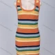 Wholesale Women's Casual Scoop Neck Rainbow Striped High Waist Knit Tank Short Dress 60950# Multi-color Guangzhou Clothing Wholesale Market & Suppliers -LIUHUAMALL