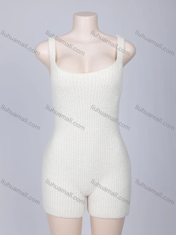 Wholesale Women's Casual Plain Sleeveless Ribbed Slim Fit Cami Romper C5204#