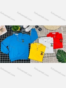 Wholesale Boy's Comfy Long Sleeve Letter Print Button Elastic Polo Shirt, LIUHUA CLOTHING WHOLESALE