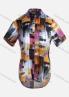 Wholesale Women's Vintage Short Sleeve ColorBlock Button Down Shirt 23055# - Liuhuamall