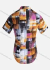Wholesale Women's Vintage Short Sleeve ColorBlock Button Down Shirt 23055# - Liuhuamall