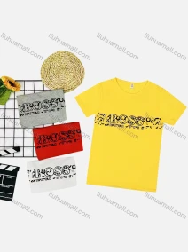 Wholesale Boy's Casual Letter Print Round Neck Short Sleeve Tee, LIUHUA CLOTHING WHOLESALE