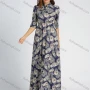 Wholesale Women's Mandarin Collar Allover Print Half Sleeve High Waist Maxi Dress preview