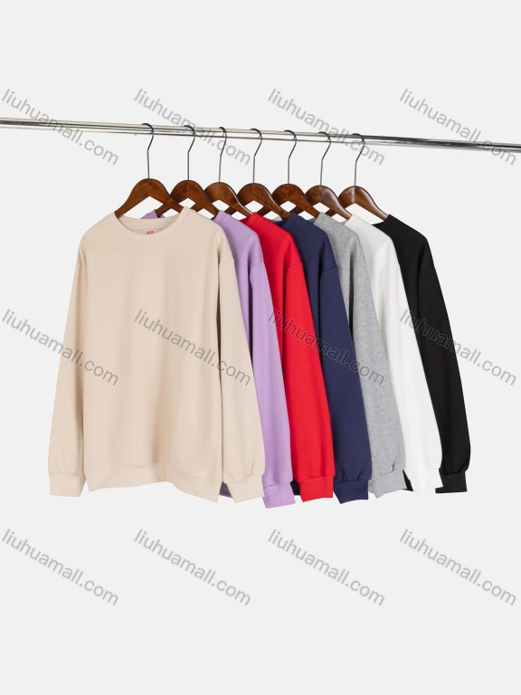 Wholesale Women's Basics Plain Crew Neck Pullover Long Sleeve Casual Sweatshirt 0004#