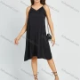 Wholesale Women's Casual Sleeveless Spaghetti Strap V Neck Tassel Plain Knee Length Dress preview