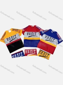Wholesale Boys Casual Short Sleeve Colorblock Striped Letter Graphic Uniform T-shirts, LIUHUA CLOTHING WHOLESALE