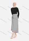 Wholesale Women's Casual Ruched Elastic Waist Drawstring Plain High Low Hem Midi Skirt 1428# - Liuhuamall