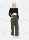 Wholesale Women's Casual Drawstring Elastic Waist Plain Flap Pockets Cargo Pants 1429# - Liuhuamall