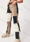 Wholesale Women's Fashion Colorblock Patchwork Frayed Raw Trim Patch Pocket Jeans - Liuhuamall