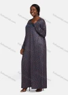 Wholesale Women's Vintage Crew Neck Long Sleeve Splicing Allover Print Button Front Maxi Lounge Nightgown - Liuhuamall