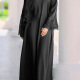 Women's Elegant Islamic Muslim Plain Long Sleeve Splicing Lace Robe Abaya Dress With Hijab Black Clothing Wholesale Market -LIUHUA