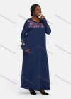 Wholesale Women's Vintage Crew Neck Button Front Long Sleeve Floral Embroidery Pattern Patch Pocket Maxi Nightgown - Liuhuamall