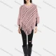 Wholesale Women's V Neck Knitted Hollow Out Fringe Trim Scarf Hem Cape 525# Clothing Wholesale Market Liuhua