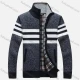 Wholesale Men's Casual Long Sleeve Full Zip Colorblock Chunky Knit Jackets Dark Gray Clothing Wholesale Market Liuhua