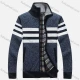 Wholesale Men's Casual Long Sleeve Full Zip Colorblock Chunky Knit Jackets Blue Clothing Wholesale Market Liuhua