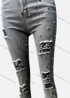 Wholesale Women's Casual Plain Pockets Ripped Rivet Decor Skinny Jeans 4211# - Liuhuamall