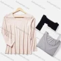 Wholesale Women's Casual Scoop Neck Long Sleeve Lace Trim Plain Tops preview