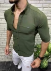 Wholesale Men's Casual Collared Long Sleeve Plain Button Down Shirt - Liuhuamall