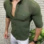 Wholesale Men's Casual Collared Long Sleeve Plain Button Down Shirt preview