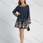 Wholesale Women's Casual Round Neck Sequin Long Sleeve Sequin Short Dress With Belt preview
