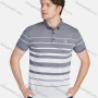 Wholesale Men's Casual 100% Cotton Striped Colorblock Short Sleeve Polo Shirts 22008# preview