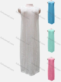 Wholesale Women's Vacation Round Neck Sleeveless Plain Semi-Sheer Knit Cover Up Dress, LIUHUA CLOTHING WHOLESALE