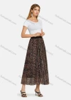 Wholesale Women's Elastic Waist Leopard Ruffle Hem Maxi Skirt - Liuhuamall