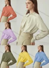 Wholesale Women's Elegant Long Sleeve Crew Neck Ruched Plain Blouse - Liuhuamall