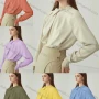 Wholesale Women's Elegant Long Sleeve Crew Neck Ruched Plain Blouse preview